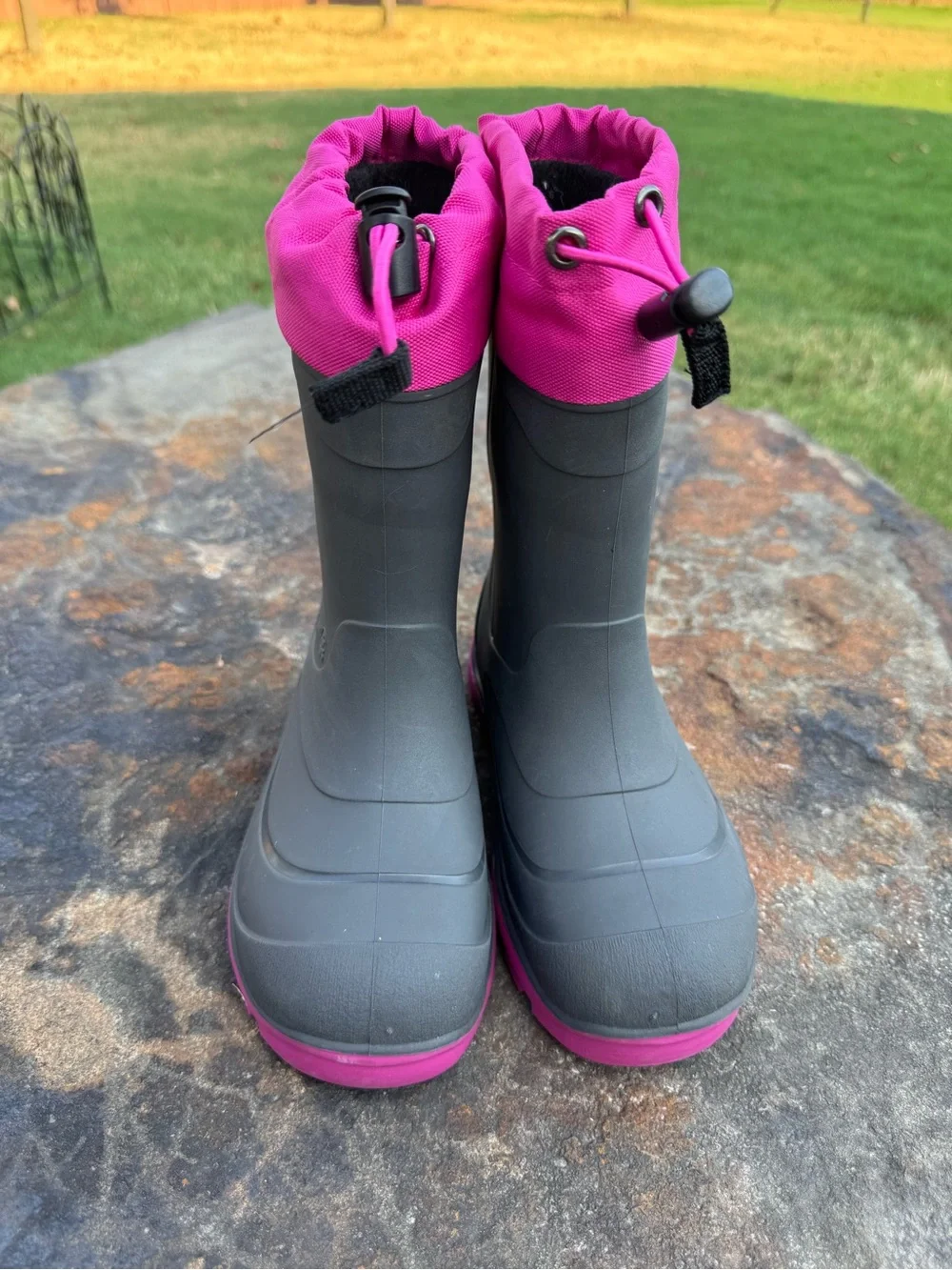 Kamik Snobuster Winter Boots Kids Sz 13 Charcoal Magenta Waterproof Winter Snow
